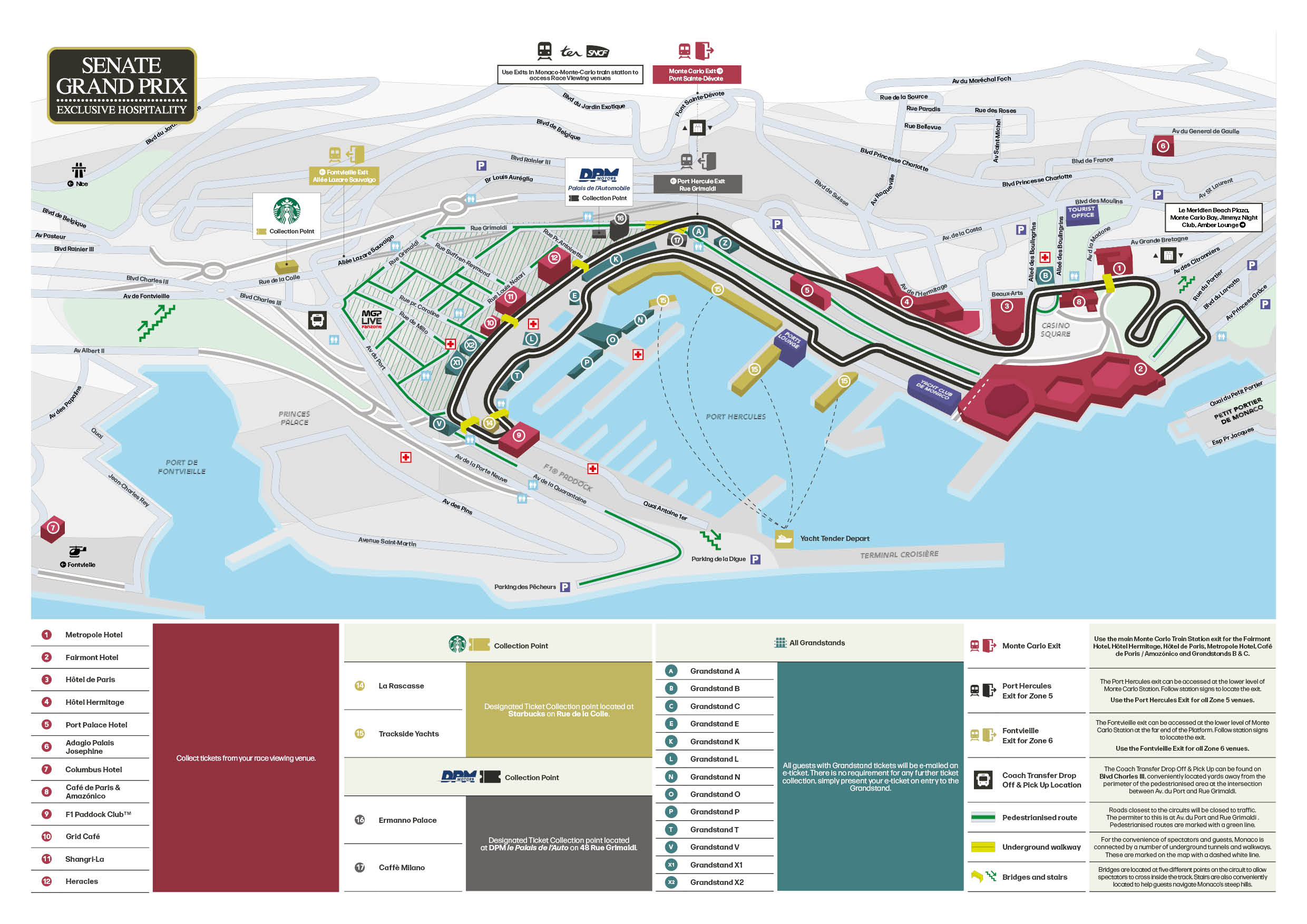 A detailed map of the Monaco Grand Prix circuit, showing the layout and key locations.